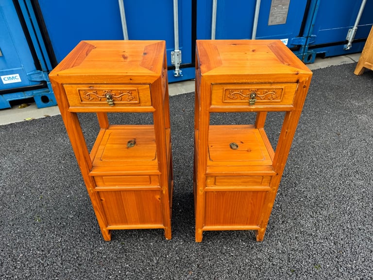 image for Solid Wood oriental Bedside Cabinets Possible Delivery 31 x 31 and 83 high