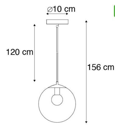 REDUCED -Pendant Lamp 35cm Black with Clear Glass Shade-never used