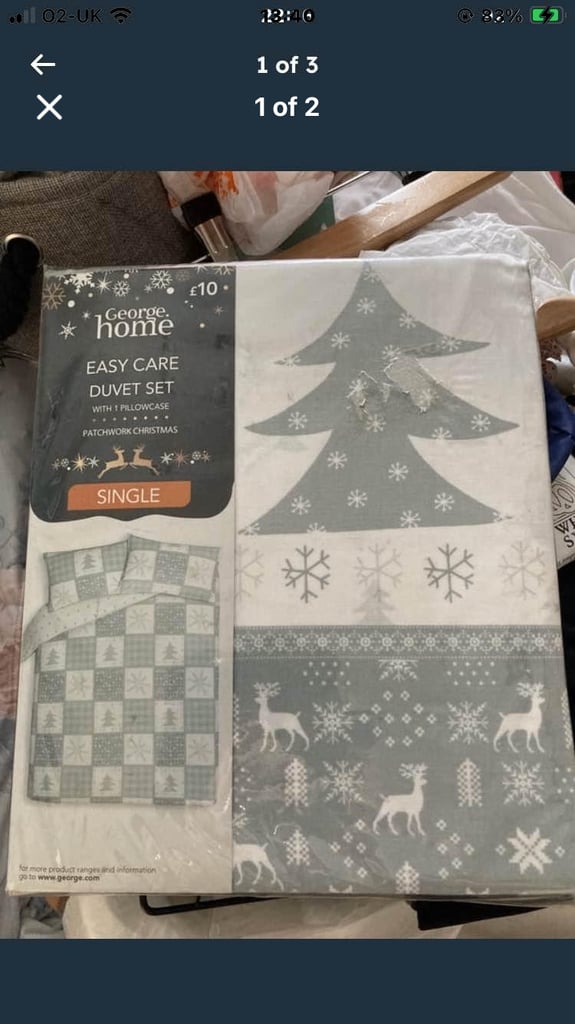 New George Home single duvet set in reindeer and Xmas tree theme. Felixstowe 