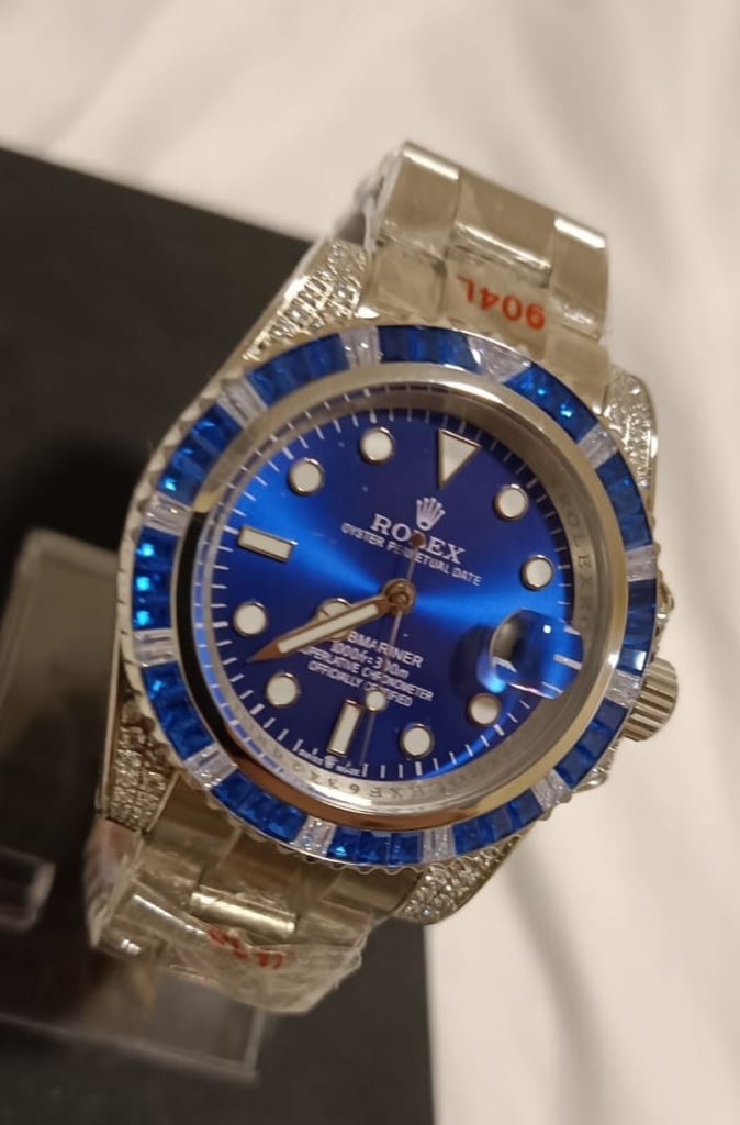 Men rollex watch blue sub class