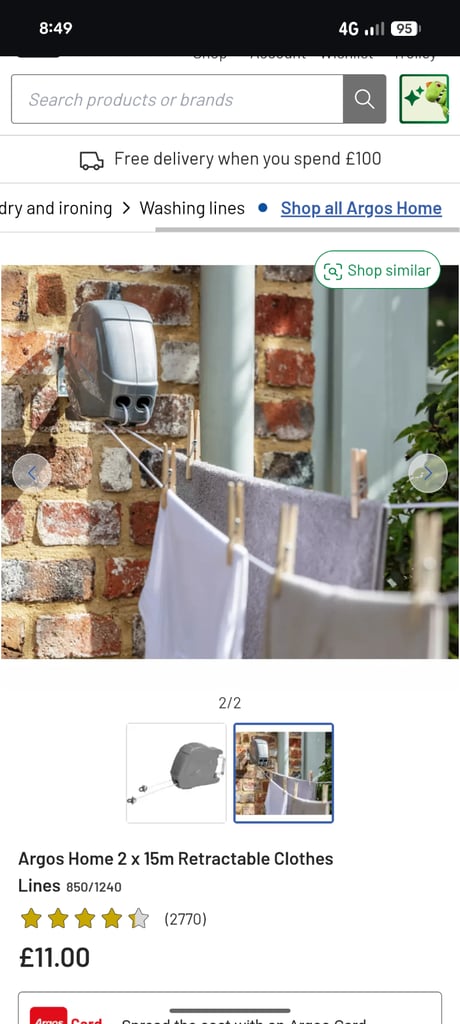 Retractable clothes line £3