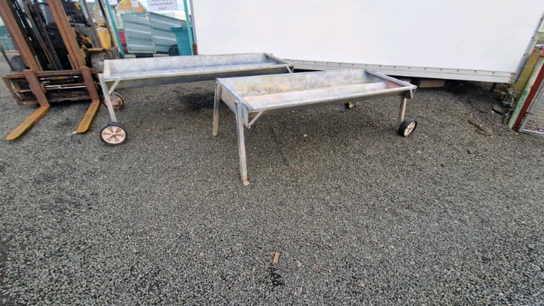 Choice of two 8ft galvanised double cattle feeding trough farm tractor