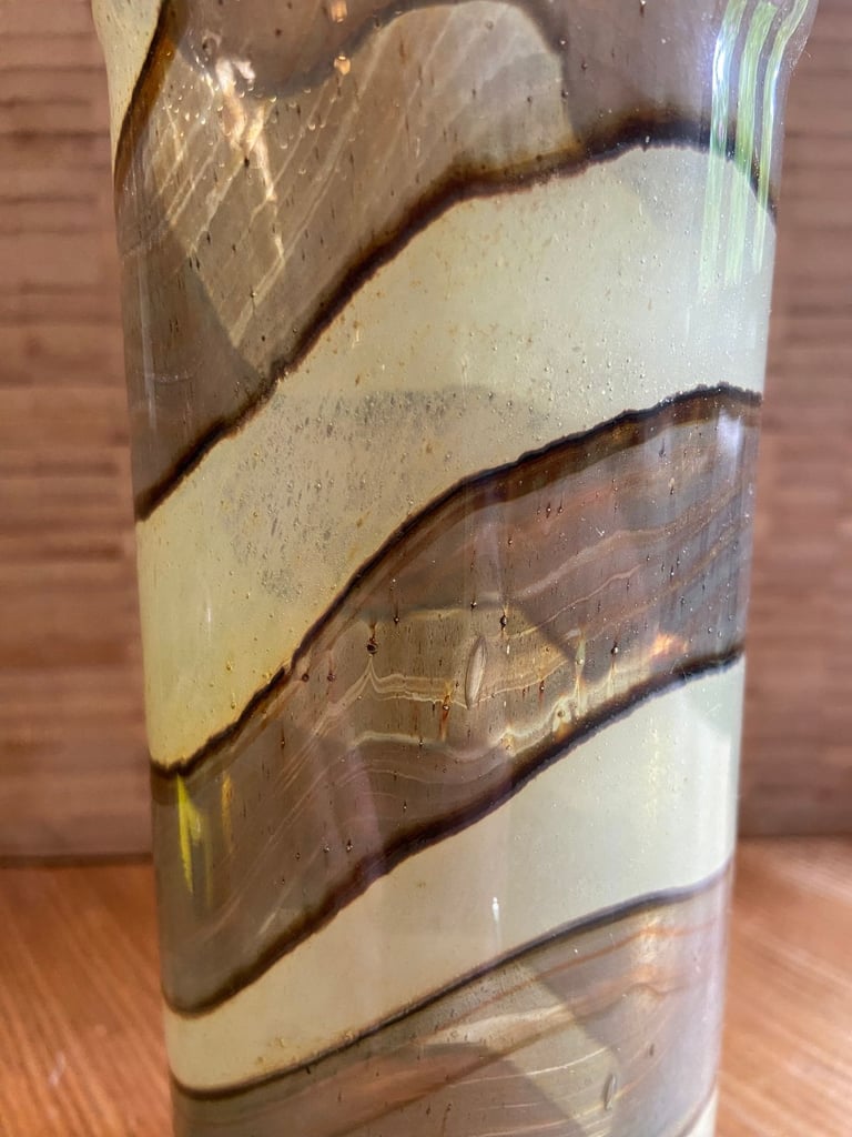 image for Beautiful vintage glass bottle with round stopper.  Believed Czech? In perfect condition
