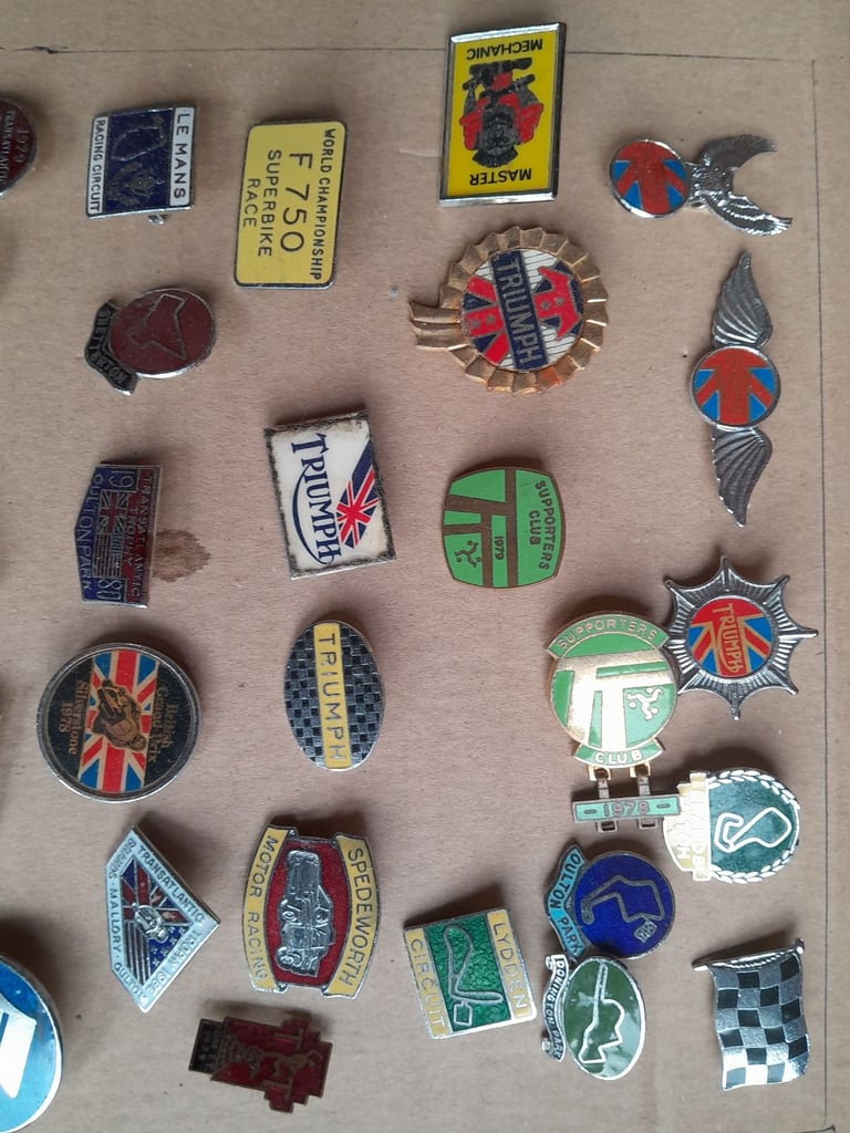 Collection of 44 Motorcycle Badges 