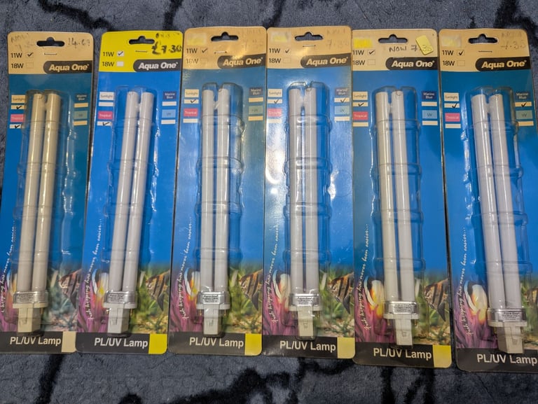 Aquarium light aqua one PL/UV 11w/18w/24w lamp, 2/4 pin fittings 