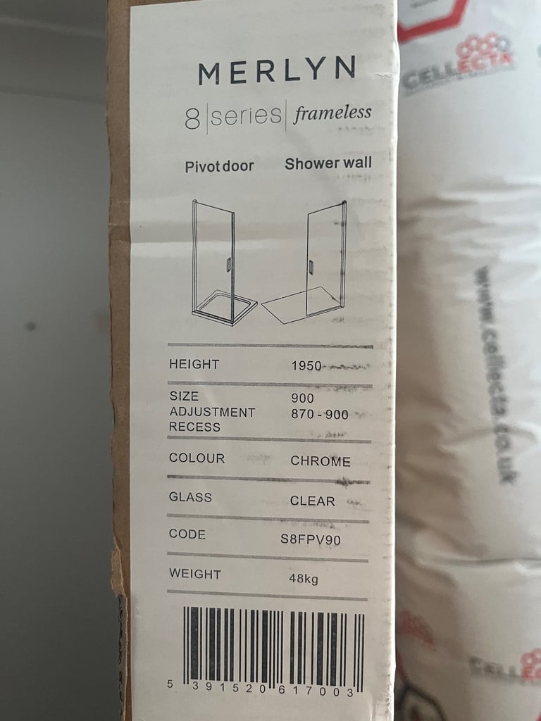image for Merlyn 8 Series Frameless Pivot Shower Door 900mm Chrome | RRP £1147 | New