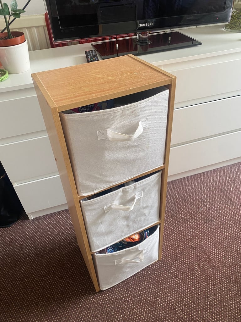 image for 3 Tier Oak Cube storage boxes / drawers