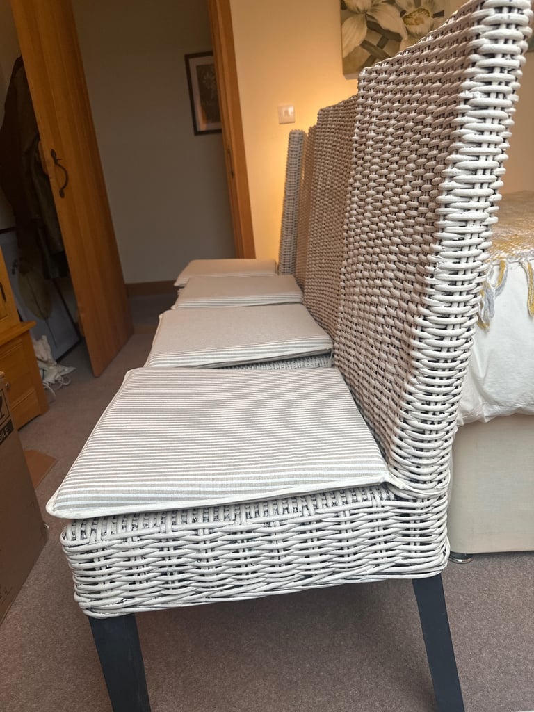 Hand painted wicker dining chairs