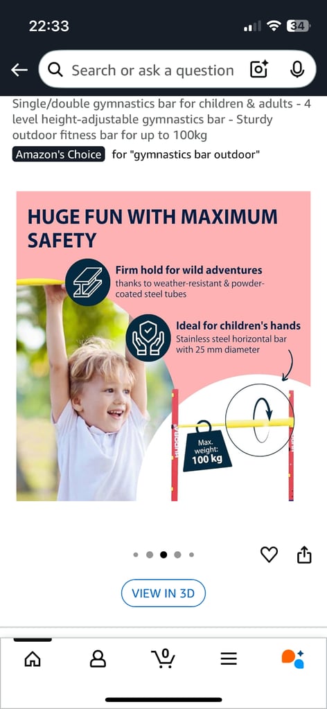 Kids outdoor gymnastics bar