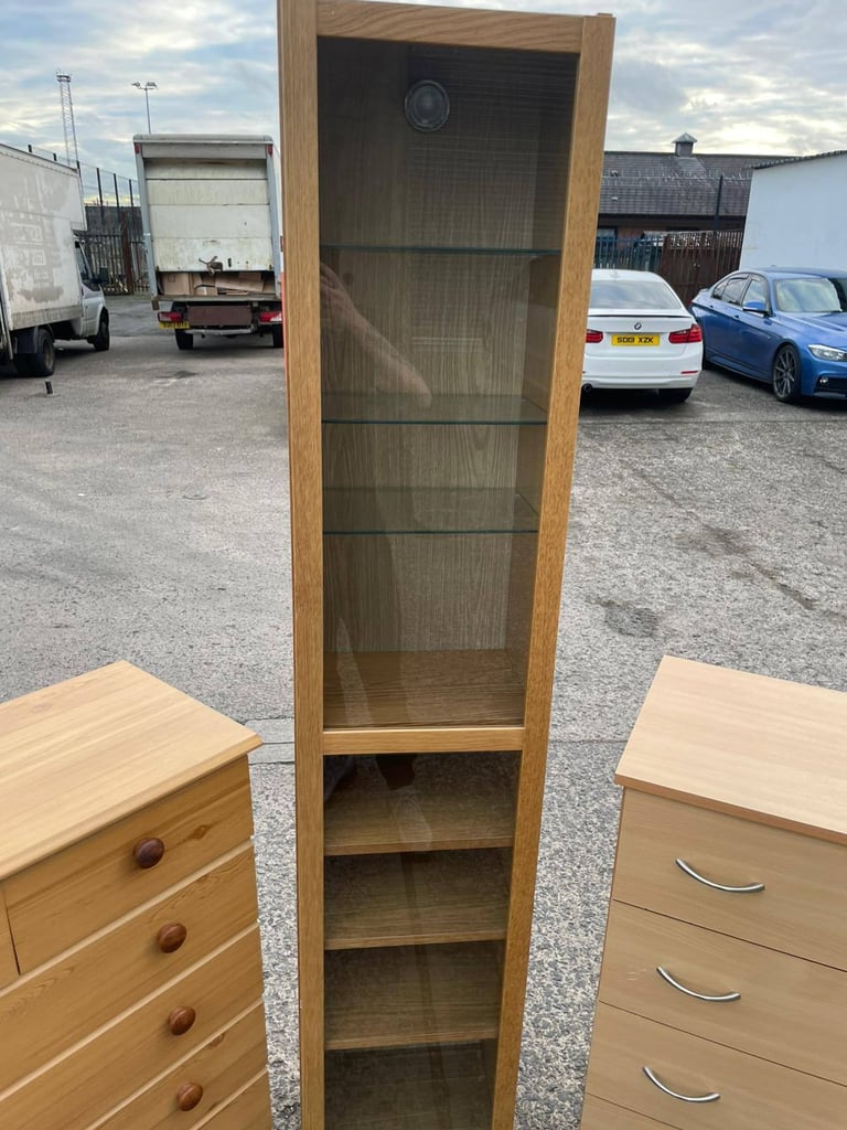 image for Tall glass fronted shelves r display cabinit   £49