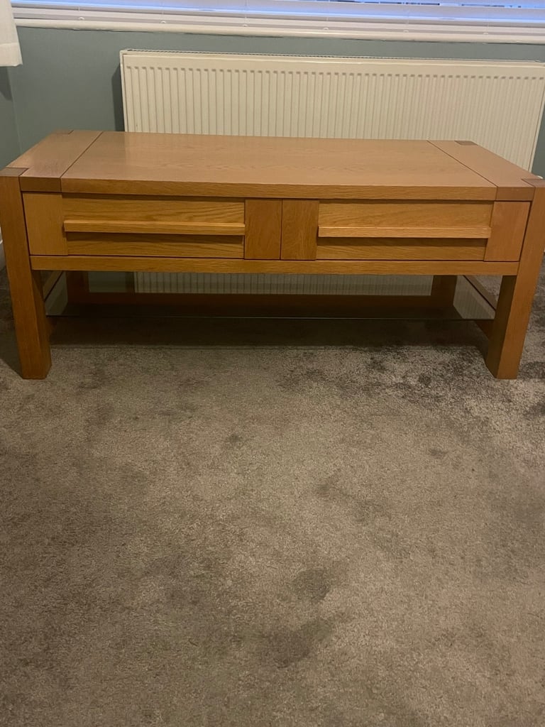image for Solid Oak 4 drawer coffee table