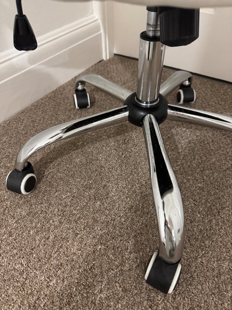 Faux White Leather Ergonomic Office Desk Chair with Wheels by Living & Home