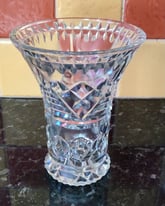Pretty antique / vintage clear glass vase. Thick, chunky glass !