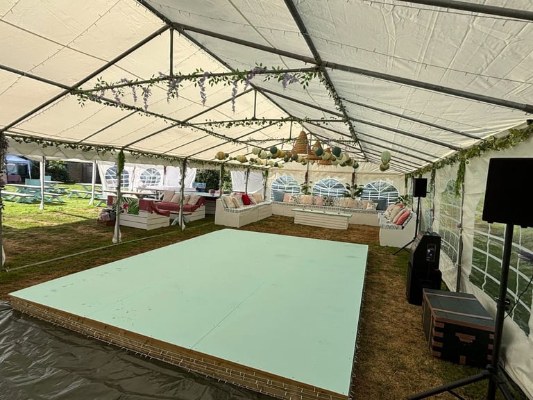 Wedding / Party Setup Including Marquees, Seating, Tables and Decorations.