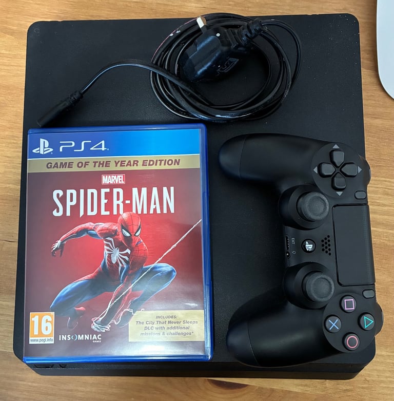 image for PS4 slim, controller and spider man