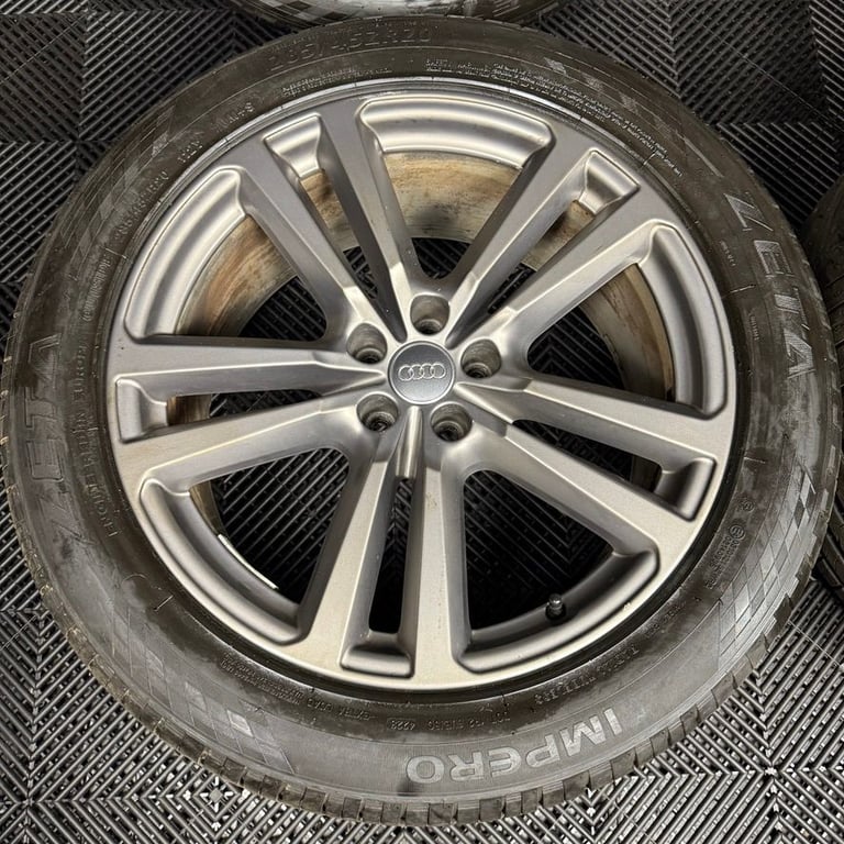 20'' GENUINE AUDI Q7 S LINE 5 DOUBLE SPOKE GREY ALLOY WHEELS ALLOYS TYRES TOUAREG