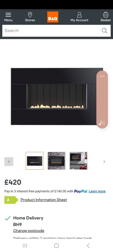 image for Flueless wall hung gas fire