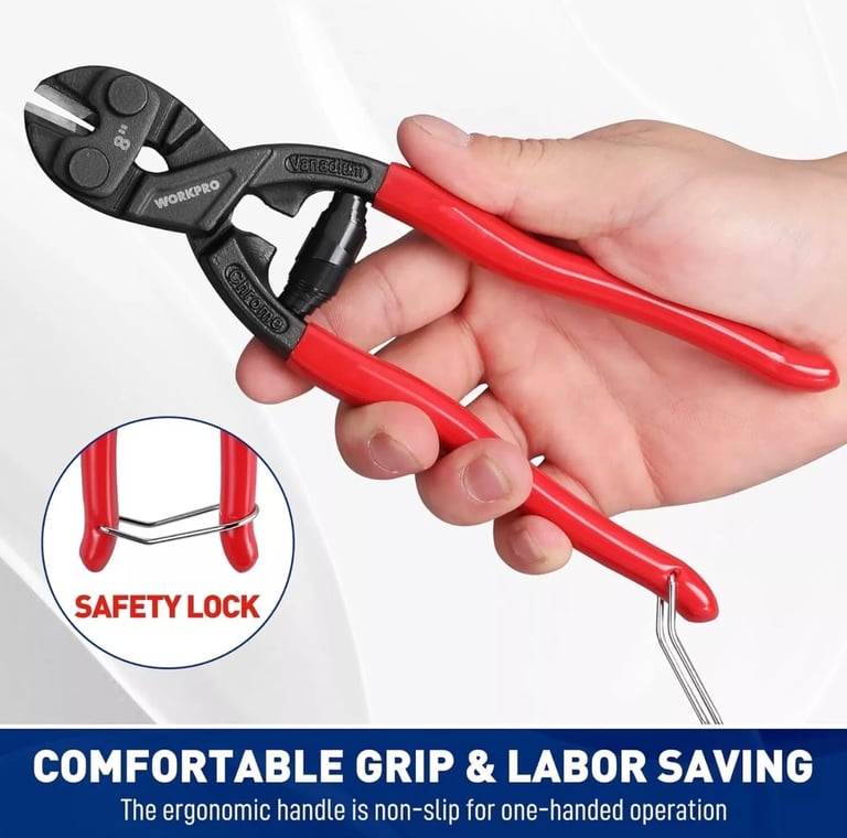 image for WORKPRO 200 mm Compact Bolt Cutter，Strong Bolt Croppers to Cut Wire, Cables,