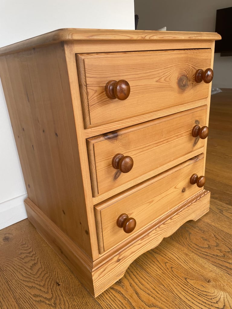 Solid Pine Bedside Chest of Drawers