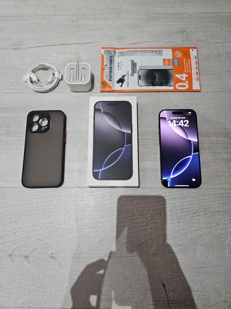 image for 1 Month Old Iphone 16 Pro 5G Bundle 128GB 100% Batt Unlocked Black Warranty