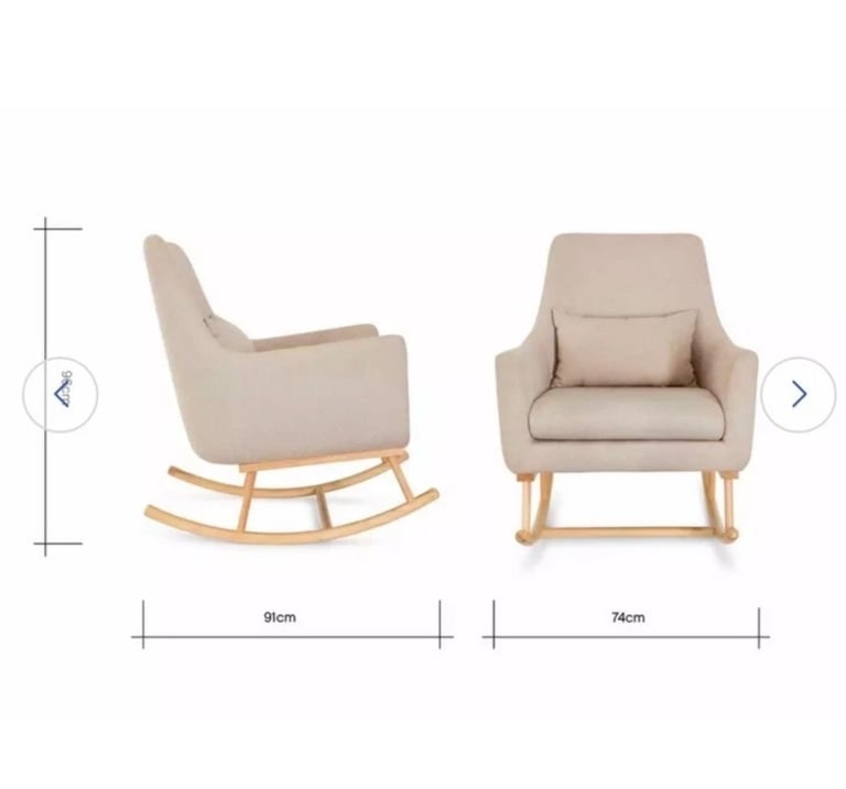 Tutti Bambini Oscar Rocking Nursing Chair Pebble Grey with Back Support Cushion