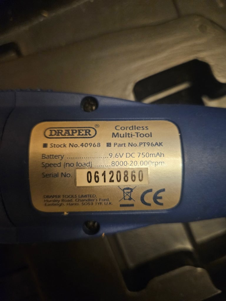 Multi-function rotary tool Draper BATTERY REPLACEMENT REQUIRED