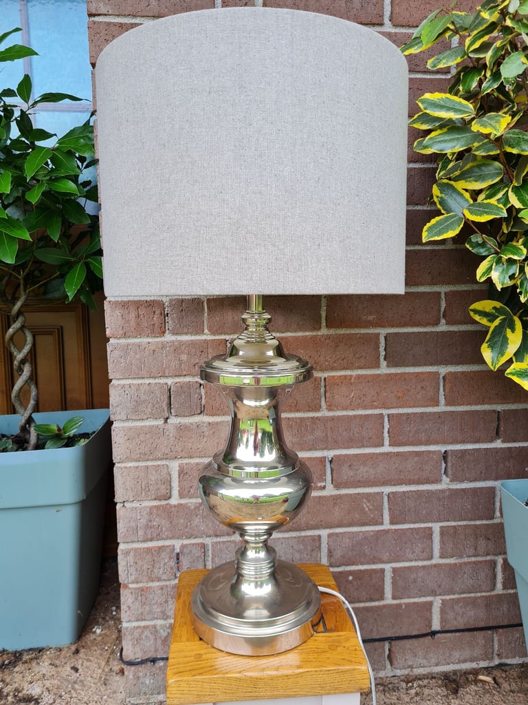 image for Large Silver & Grey Tall Table Lamp