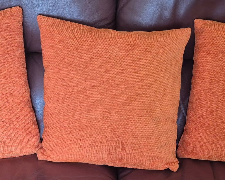 Three Burnt Orange Coloured Cushions Good Condition 35cm x 35cm