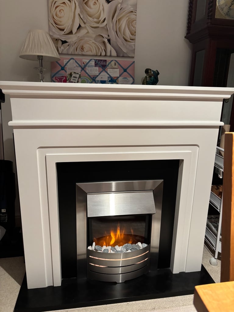 Next Free Standing Electric Fire in Cream Surround.