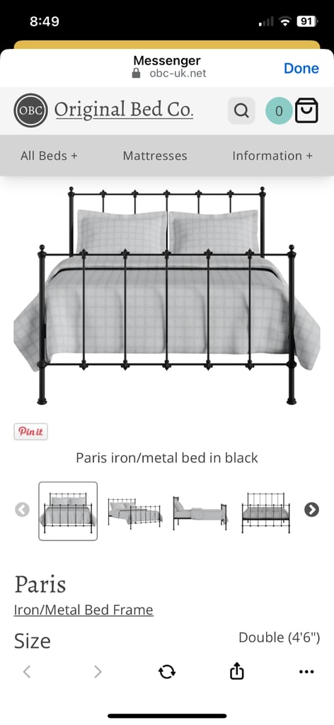 Elegant iron bed frame in vintage style 