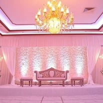 Wedding Venue Stage Decoration £299 Luxury Throne Hire £199 Reception Table Decor£9 Hire Chair Cover