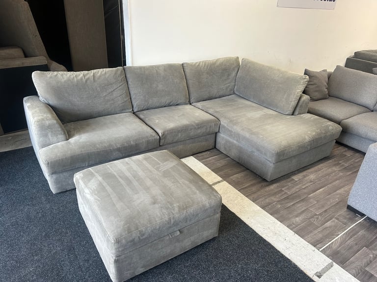 Grey NEXT L shape corner sofa with footstool (Can deliver!)