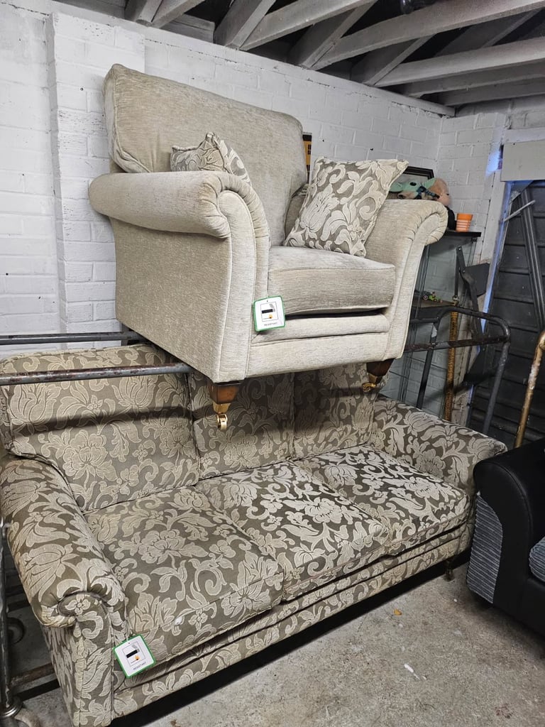 image for Exdisplay duresta gold sofa & chair on casters