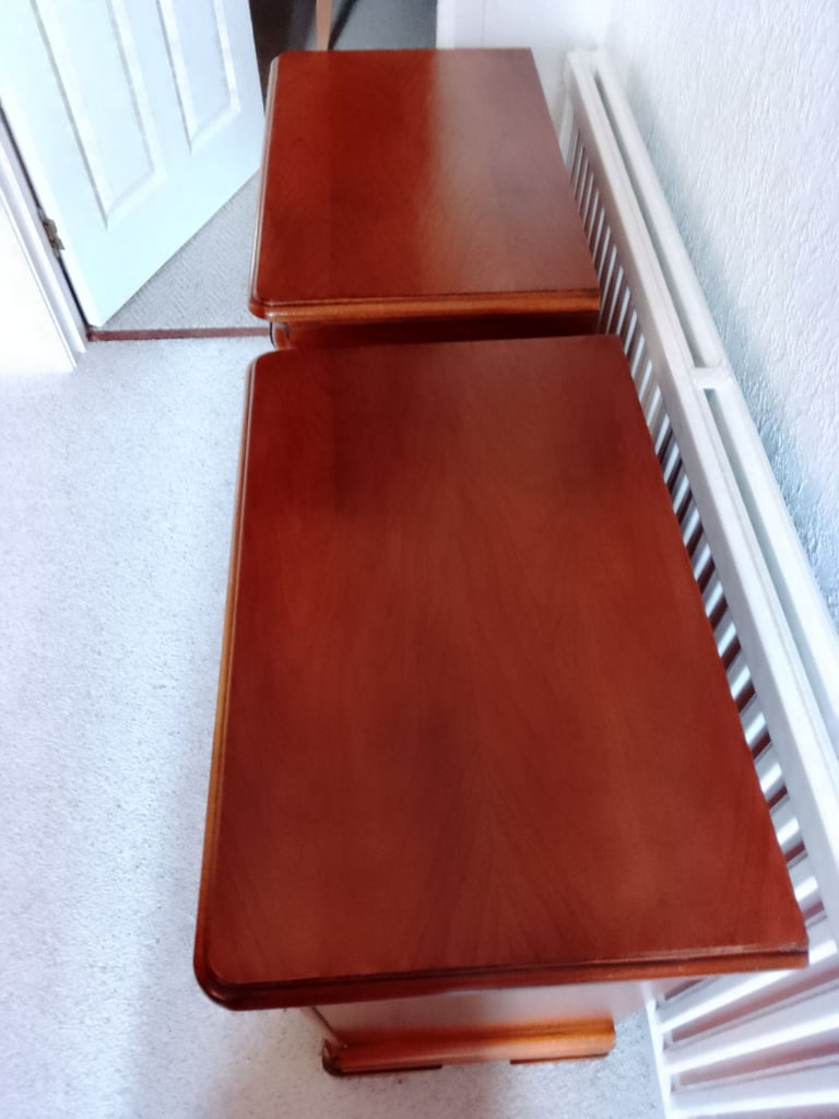 Bedside cabinets- 4 drawers. Cherry wood- matching PAIR