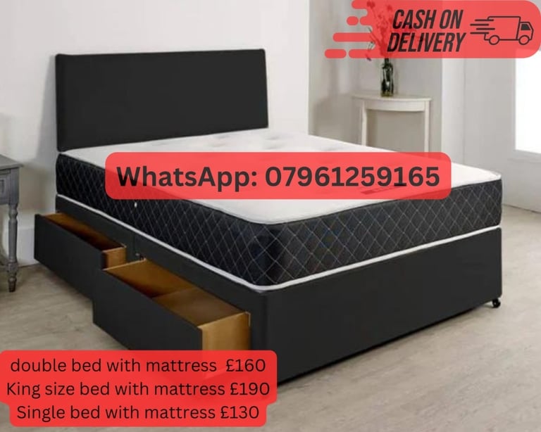 DOUBLE BEDSINGLE BED FOR SALE WITH BASE HEADBOARD AND FIRM MATTRESS