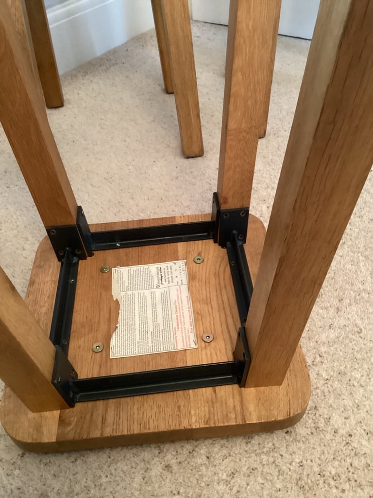 Solid Oak stool faux Leather seat pad