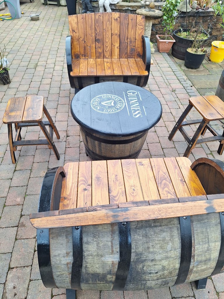 Oak barrel garden furniture for garden patio bar mancave 