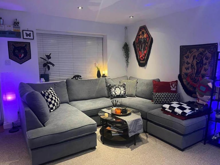 image for U shape High back Sofa bed + Footstool
