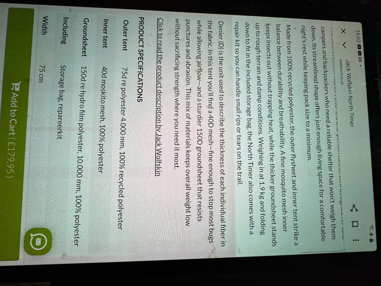 Jack wolfskin gossamer 1 tent