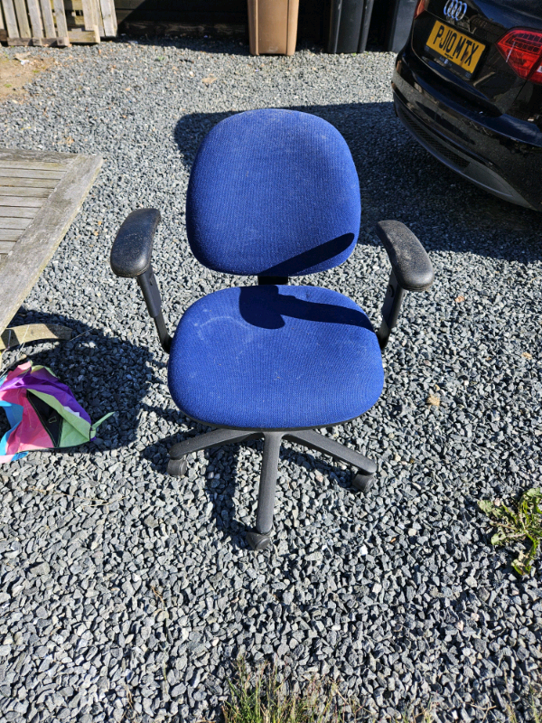 Blue office chair on wheels