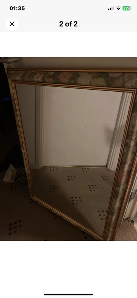 image for Vintage large floral edge wall mirror