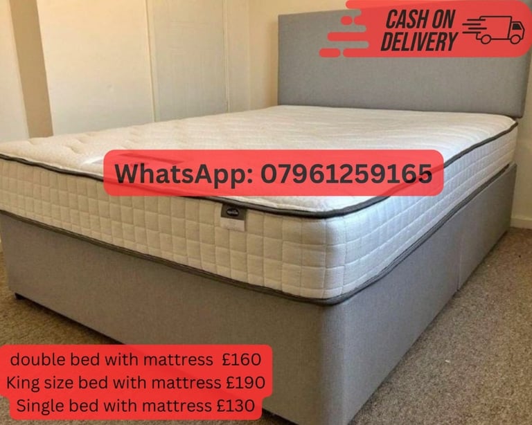 DOUBLE BEDSINGLE BED FOR SALE WITH BASE HEADBOARD AND FIRM MATTRESS