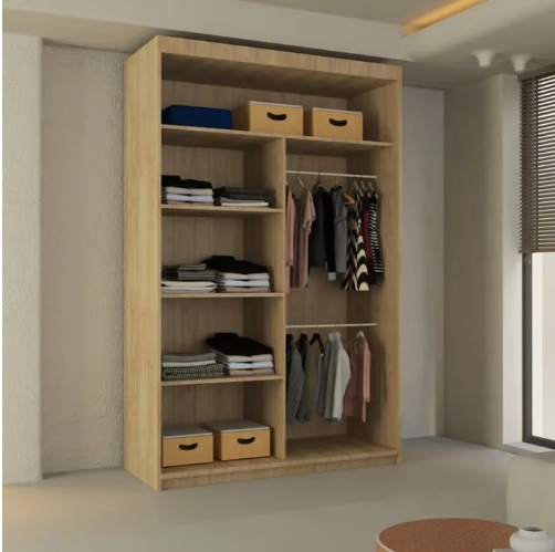 Brand New - Lisbon Mirror Sliding Door Wardrobe - Oak - SAME/NEXT DAY DELIVERY
