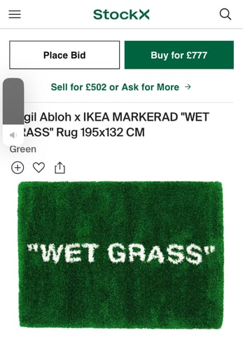 Virgil Abloh x IKEA MARKERAD Wet Grass Rug 195x132 cm Green