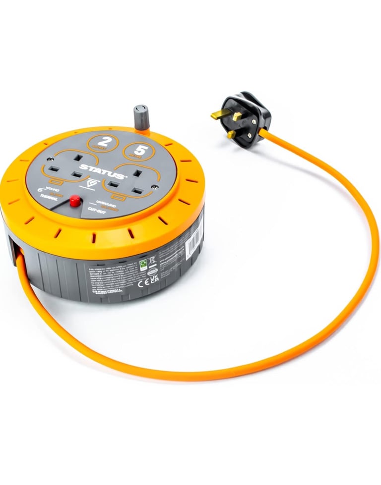 STATUS 5 Meters, 10 A Double Socket Cassette Reel with Thermal Out
