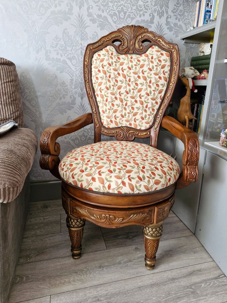 Mango wood swivel armchair chair