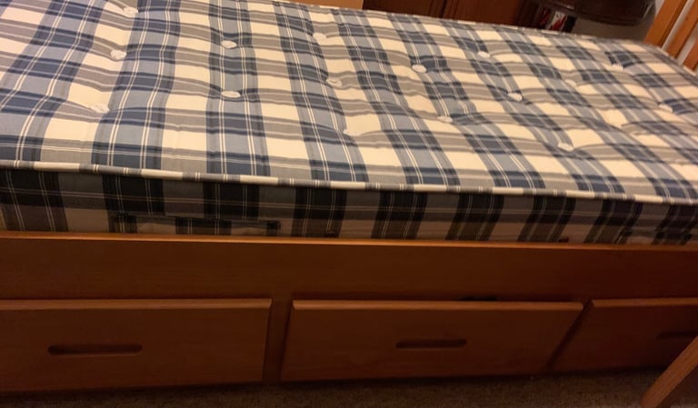 Single bed and mattress