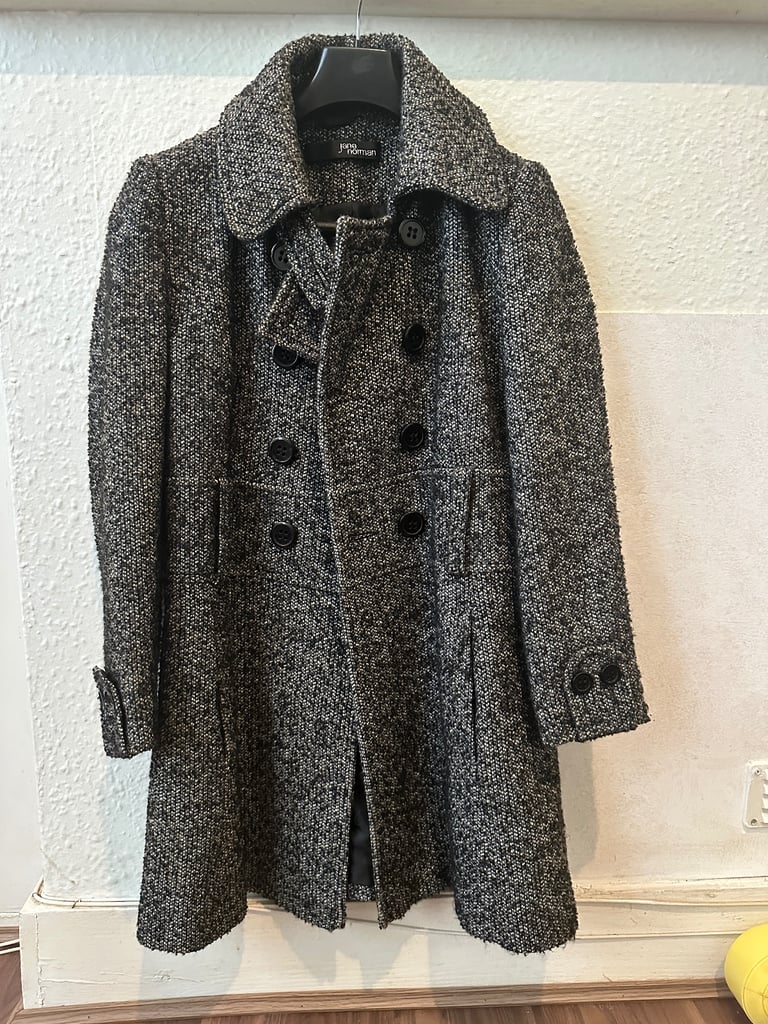 Jane Norman Petite Size 12 Grey Tweed Coat