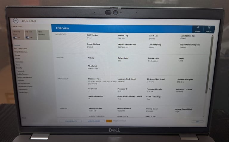Dell latitude 5420 14" i7 Processor 16GB Ram