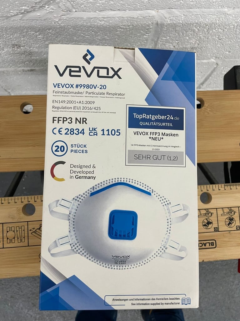 image for Vevox FFP3 NR Half Face Masks – Box of 20 – Professional Respiratory Protection